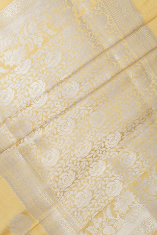 Floral Motifs Mellow Yellow Banarasi Silk Saree