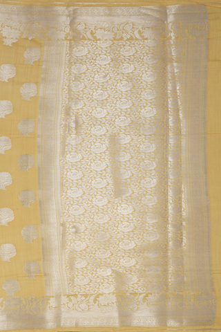 Floral Motifs Mellow Yellow Banarasi Silk Saree