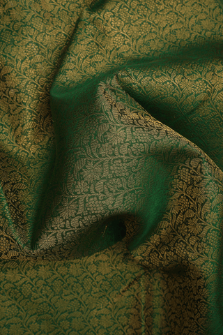Floral Paisley Design Emerald Green Kanchipuram Silk Saree