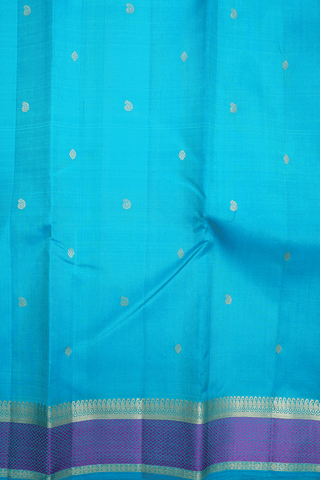 Floral Paisley Zari Buttis Sky Blue Kanchipuram Silk Saree