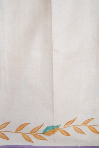 Floral Printed Design Beige Tussar Silk Saree