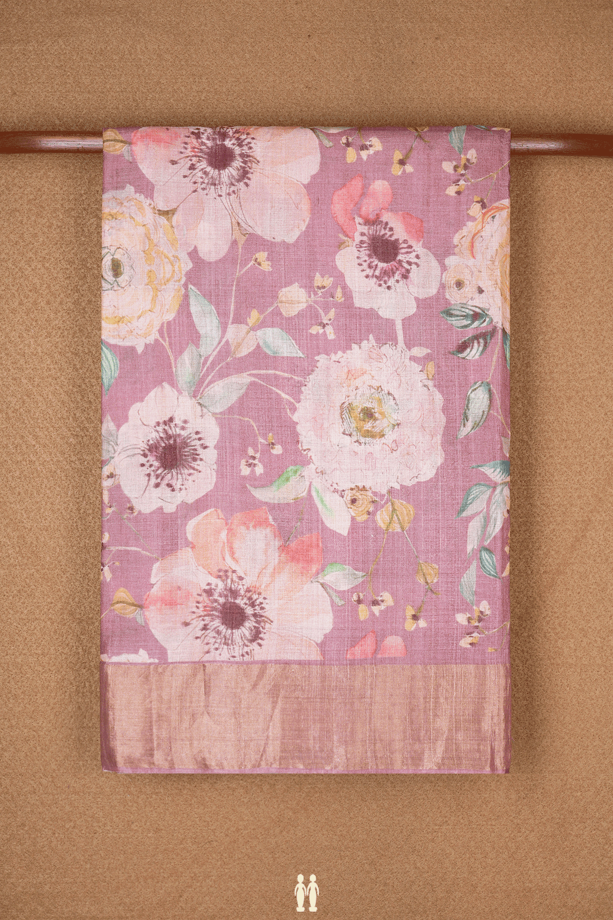 Floral Printed Design Mauve Pink Tussar Silk Saree