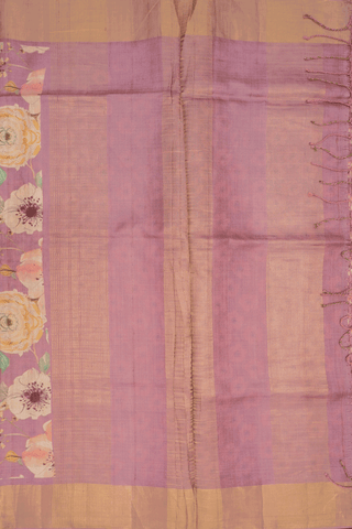 Floral Printed Design Mauve Pink Tussar Silk Saree