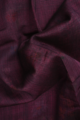 Floral Printed Design Plum Purple Tussar Silk Saree