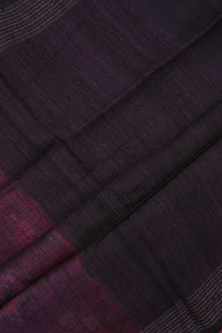 Floral Printed Design Plum Purple Tussar Silk Saree