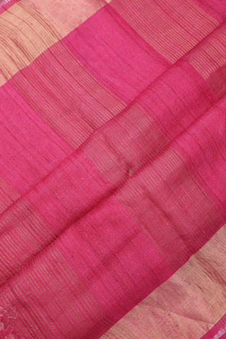 Floral Printed Design Punch Pink Tussar Silk Saree