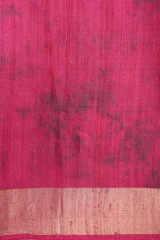 Floral Printed Design Punch Pink Tussar Silk Saree