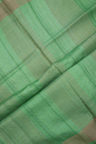 Floral Printed Design Shades Of Green Tussar Silk Saree