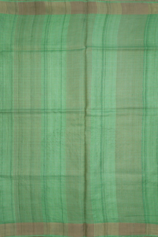 Floral Printed Design Shades Of Green Tussar Silk Saree