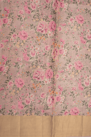 Floral Printed Design Wild Rose Tussar Silk Saree