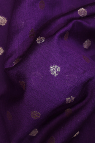 Floral Threadwork Motifs Purple Banarasi Silk Saree