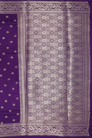 Floral Threadwork Motifs Purple Banarasi Silk Saree