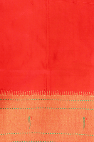 Floral Zari Buttas Scarlet Red Paithani Silk Saree