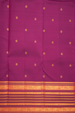 Floral Zari Buttis Berry Purple Kanchipuram Silk Saree