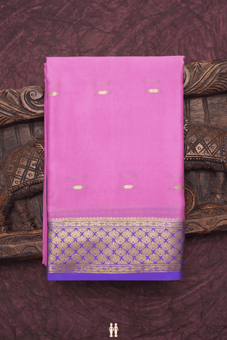 Floral Zari Buttis Lotus Pink Mysore Silk Saree