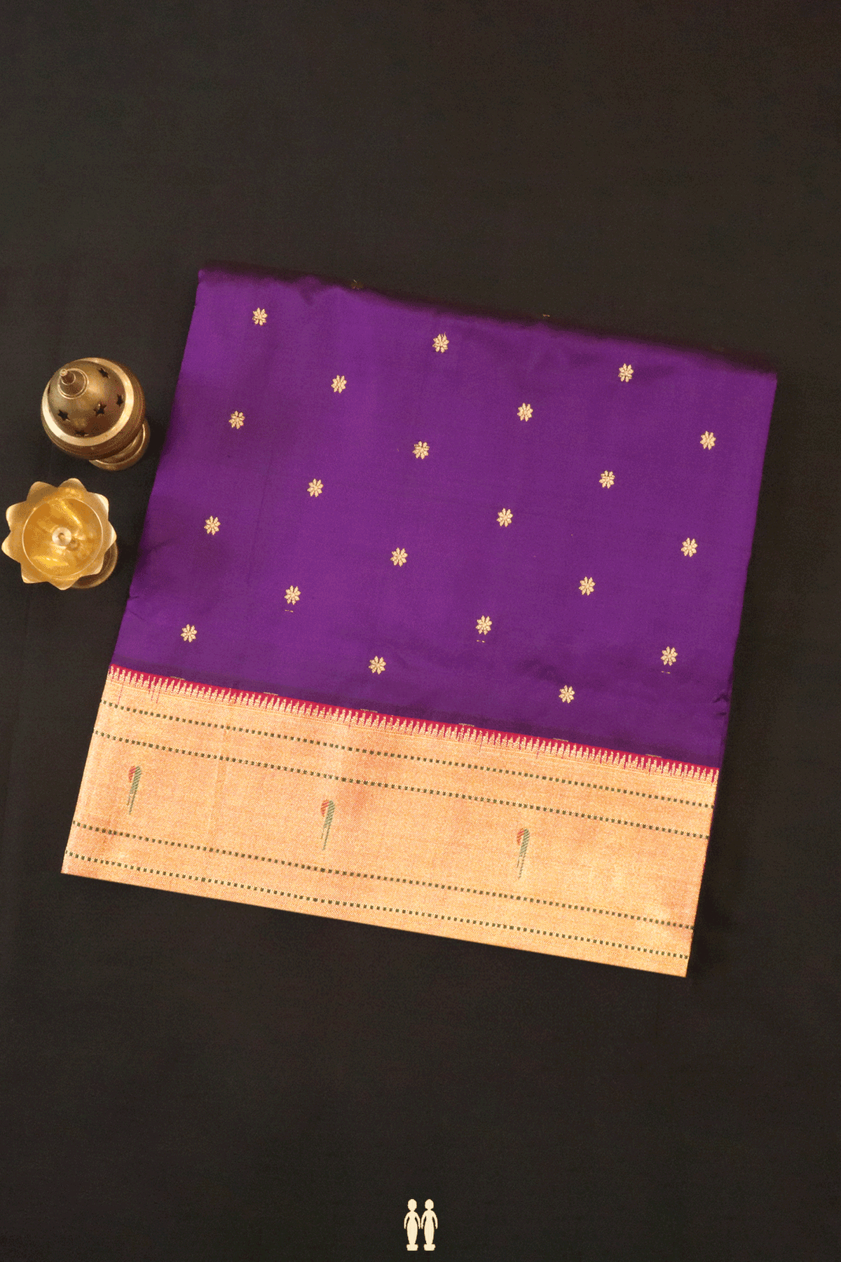 Floral Zari Buttis Purple Paithani Silk Saree