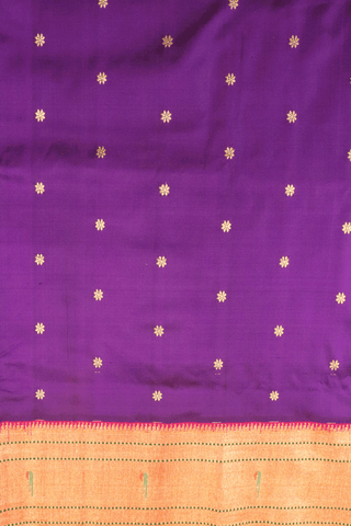 Floral Zari Buttis Purple Paithani Silk Saree