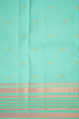 Floral Zari Buttis Seafoam Green Kanchipuram Silk Saree