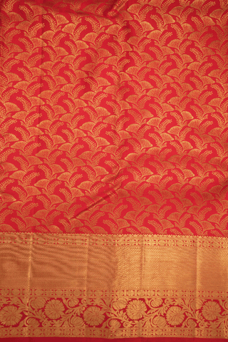 Floral Zari Design Chilli Red Kanchipuram Silk Saree