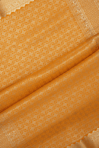 Floral Zari Design Ochre Orange Mysore Silk Saree