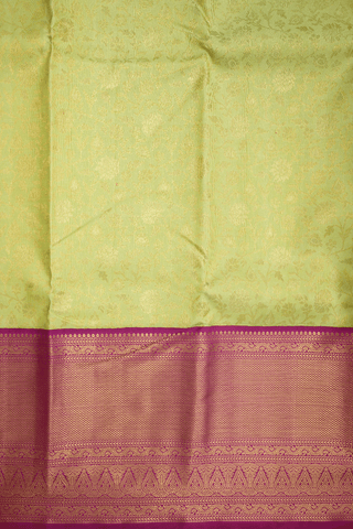 Floral Zari Design Pastel Green Kanchipuram Silk Saree