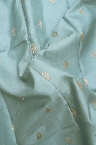 Floral Zari Motifs Cream Blue Kanchipuram Silk Saree