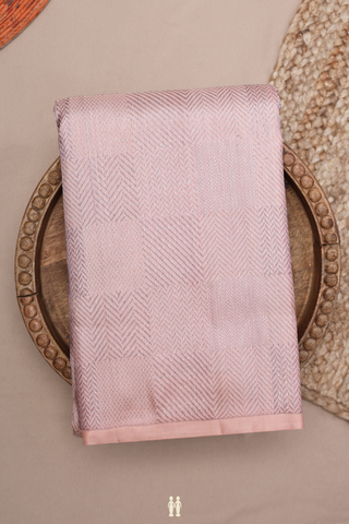 Geometric Design Peach Pink Kanchipuram Silk Saree