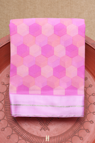 Geometric Design Shades Of Pink Chiffon Saree