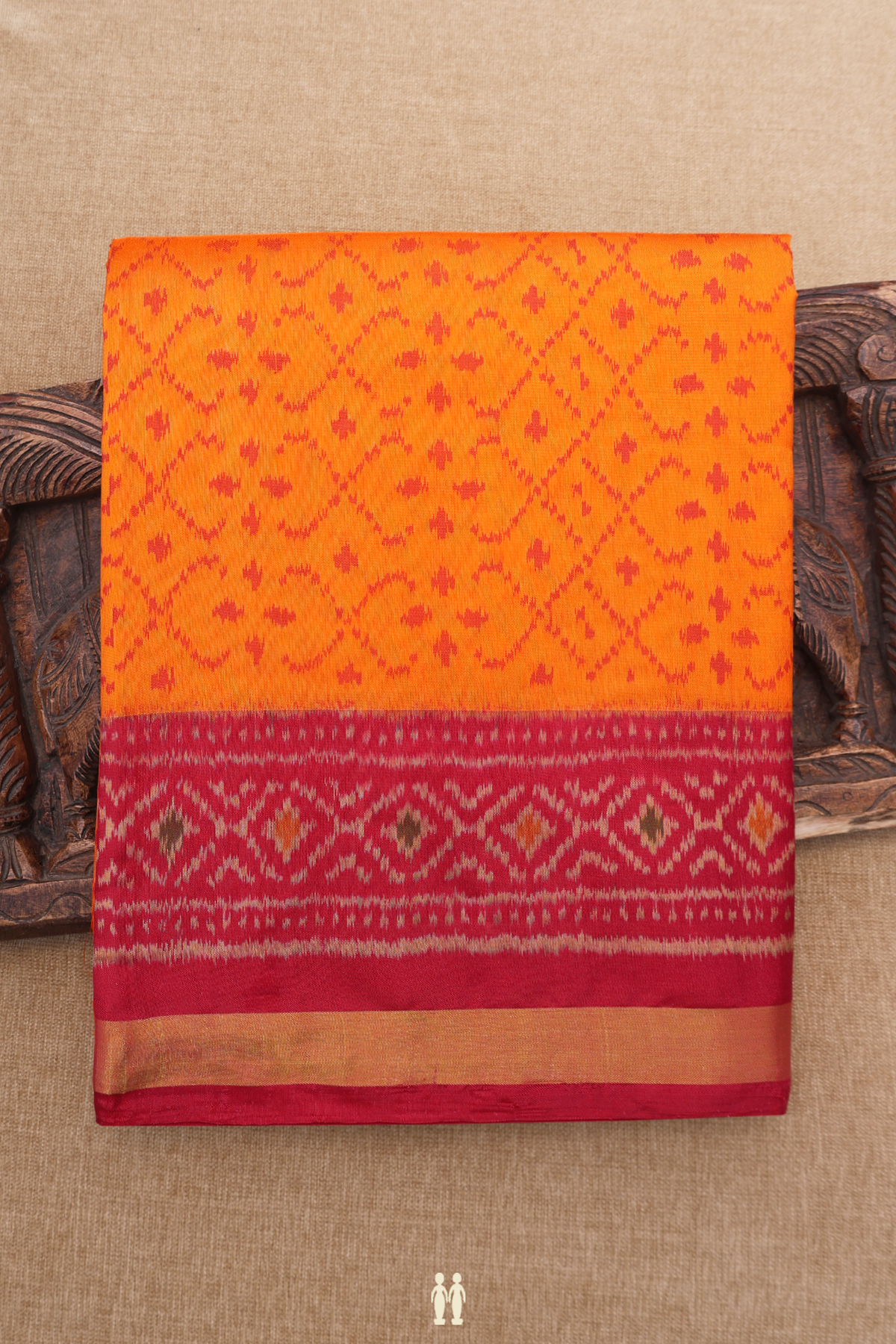 Patola Silk Saree In Orange With Allover Design