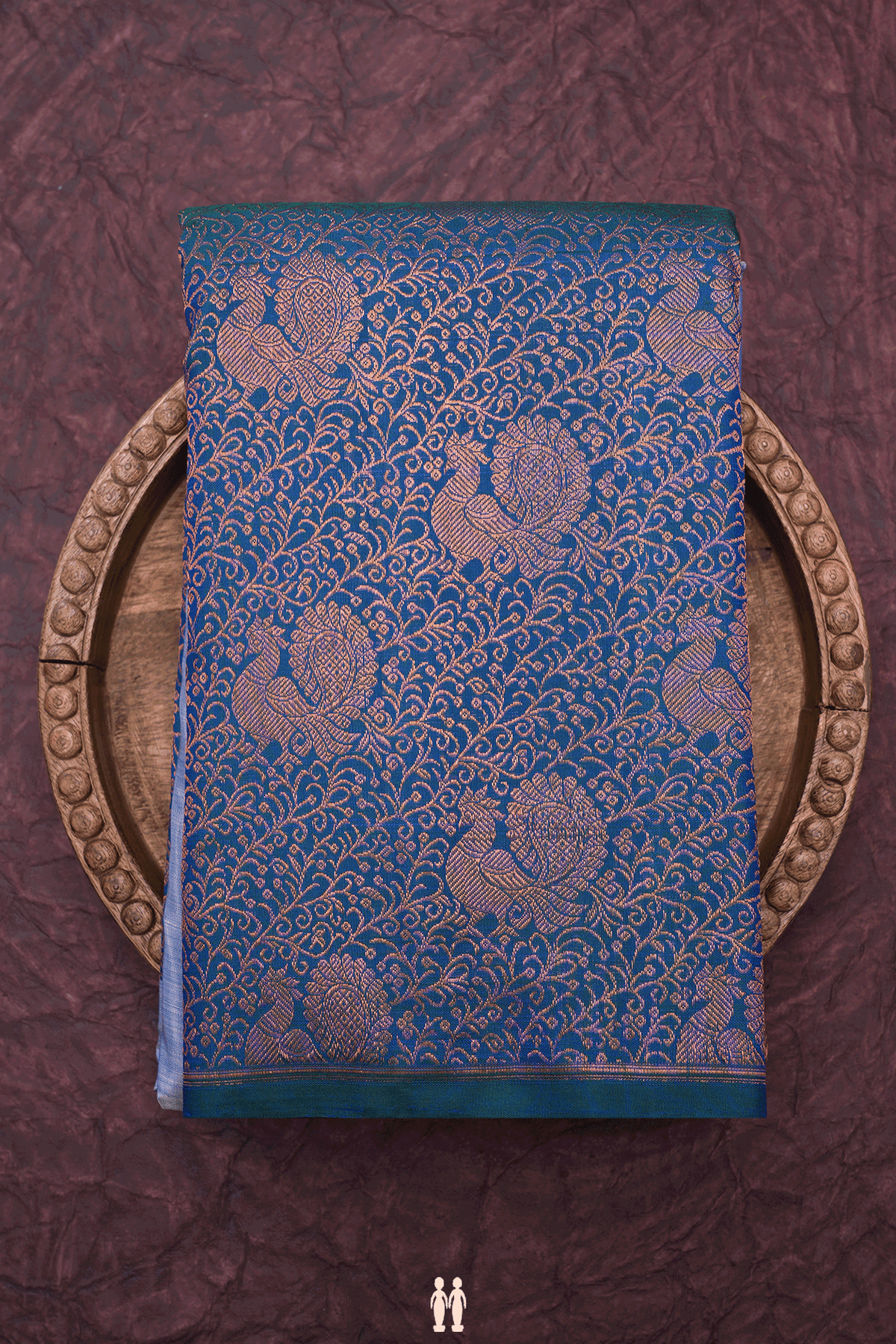 Half And Half Design Shades Of Blue Kanchipuram Silk Saree