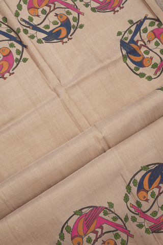 Hand Painted Border Fern Green Kanchipuram Silk Saree