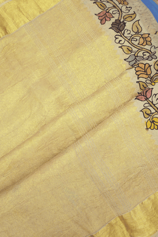 Hand Painted Kalamkari Pear Green Kanchipuram Silk Saree