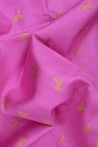 Horse Buttas Lotus Pink Kanchipuram Silk Saree