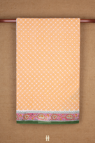 Hyderabad Cotton Saree In Orange With Printed Design