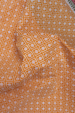 Hyderabad Cotton Saree In Orange With Printed Design