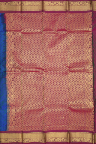 Kanchipuram Silk Saree In Royal Blue With Paisley Design