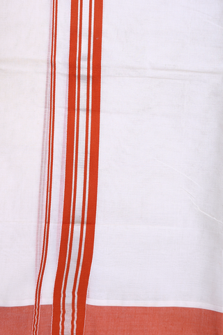 Contrast Border Plain Off White Cotton Dhoti