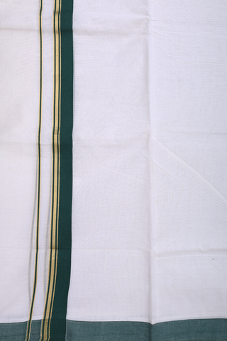 Contrast Border Off White Cotton Dhoti