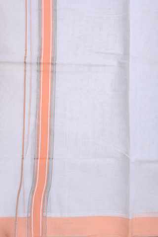 Contrast Border Off White Cotton Dhoti