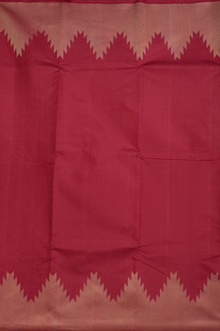 Kanchipuram Silk Saree In Crimson Red With Temple Border