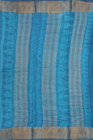 Tussar Silk Saree In Cobalt Blue With Self Design