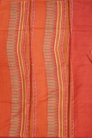 Tussar Silk Saree In Pink And Red With Triangle Design