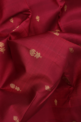 Floral Zari Motifs Berry Red Kanchipuram Silk Saree