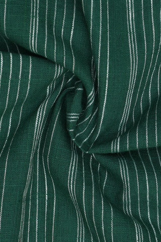 Regular Collar Stripes Design Forest Green Cotton Shirt