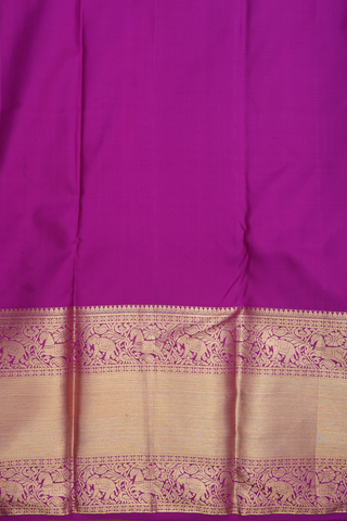 Kanchipuram Silk Saree In Purple With Elephant And Deer Motifs