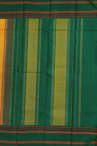 Kanchipuram Silk Saree In Mango Yellow With Checks Design