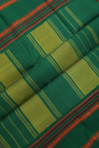 Kanchipuram Silk Saree In Mango Yellow With Checks Design