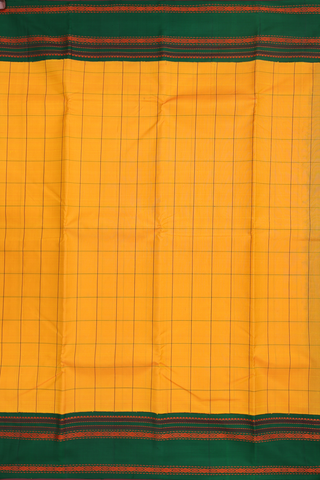 Kanchipuram Silk Saree In Mango Yellow With Checks Design