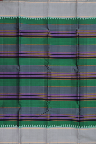 Kanchipuram Silk Saree In Multicolor With Stripes Design