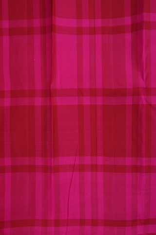 Kanchipuram Silk Saree In Magenta With Checks Design